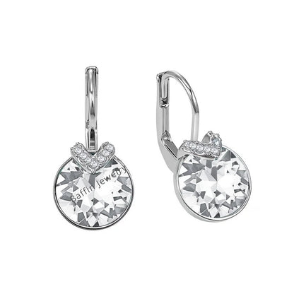 V Drop Crystal Earrings for Women Birthday Gift Dangle Silver Gold Jewelry