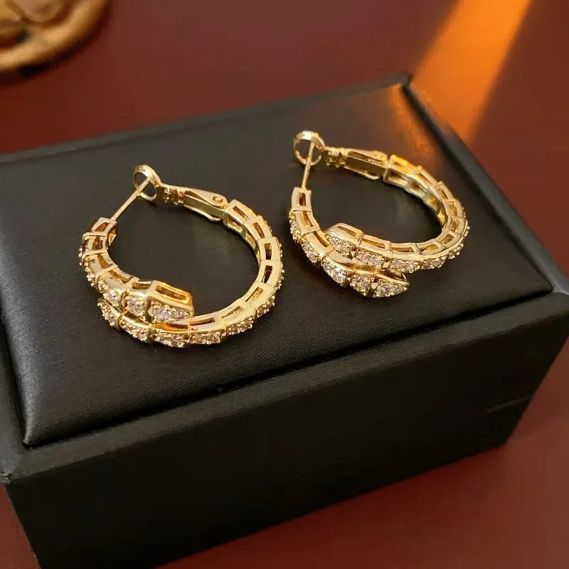 2025 Gold-Plated Serpent Zircon Earrings - Minimalist Luxury