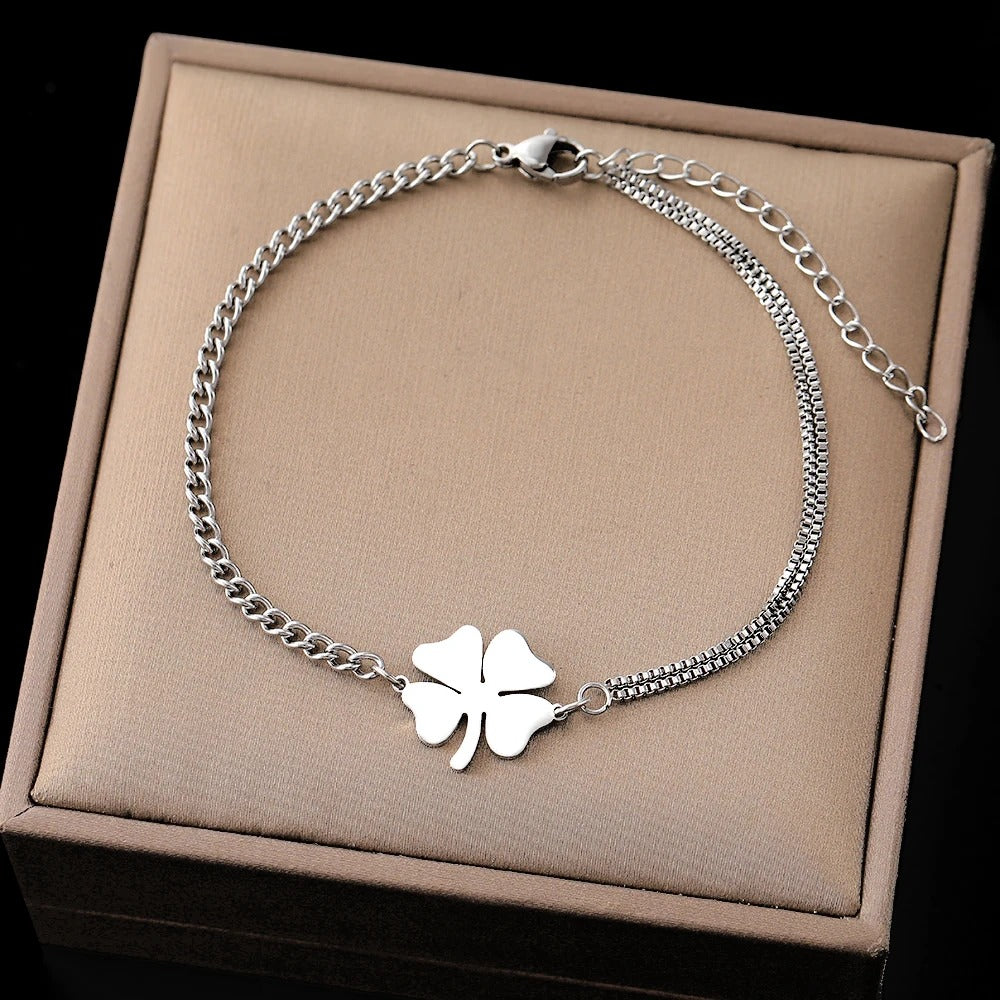 Classic Clover Pendant Bracelet Non-Fading Stainless Steel Jewelry