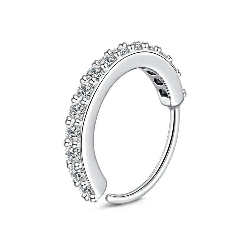 Cubic Zircon Fake Nose Ring for Women Stainless Steel Round Cartilage Tragus Helix Ear Nose Piercing Falso Nariz Body Jewelry