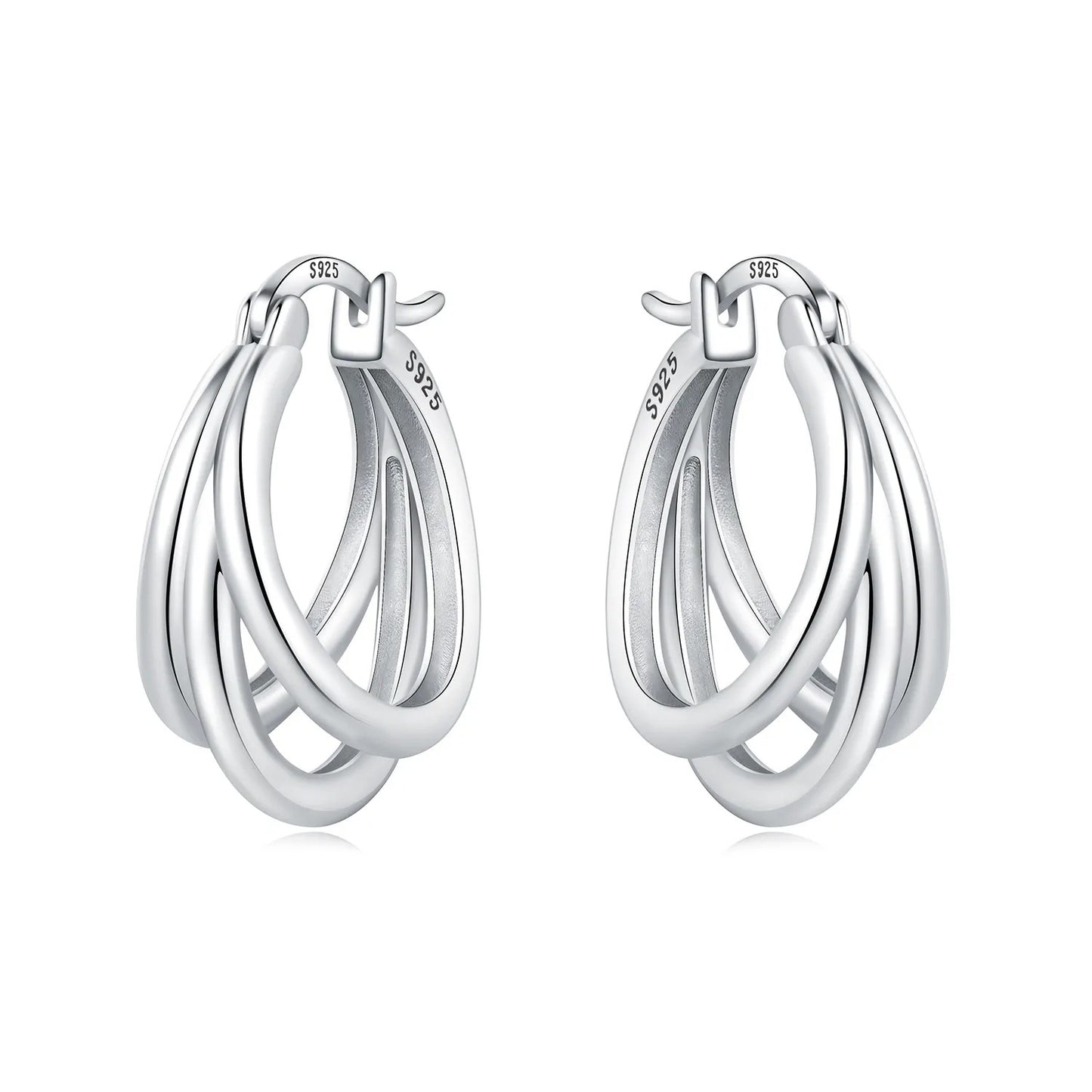 Sterling Silver Exquisite Multi-layer Ear Ring Jewelry Versatile Hoop Earrings For Women Jewelry Fine Birthday Party Gift