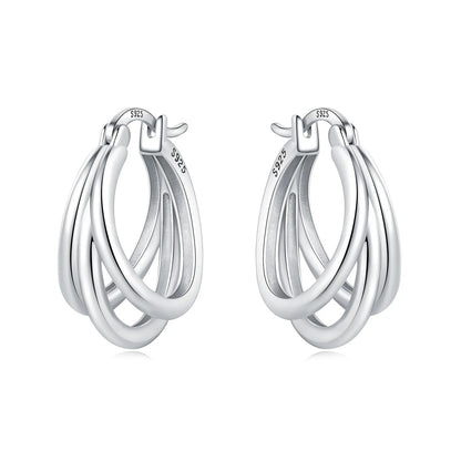 Sterling Silver Exquisite Multi-layer Ear Ring Jewelry Versatile Hoop Earrings For Women Jewelry Fine Birthday Party Gift