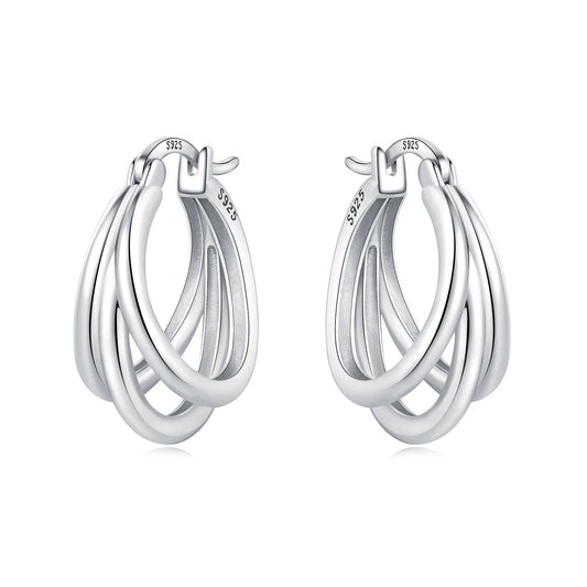 Sterling Silver Exquisite Multi-layer Ear Ring Jewelry Versatile Hoop Earrings For Women Jewelry Fine Birthday Party Gift