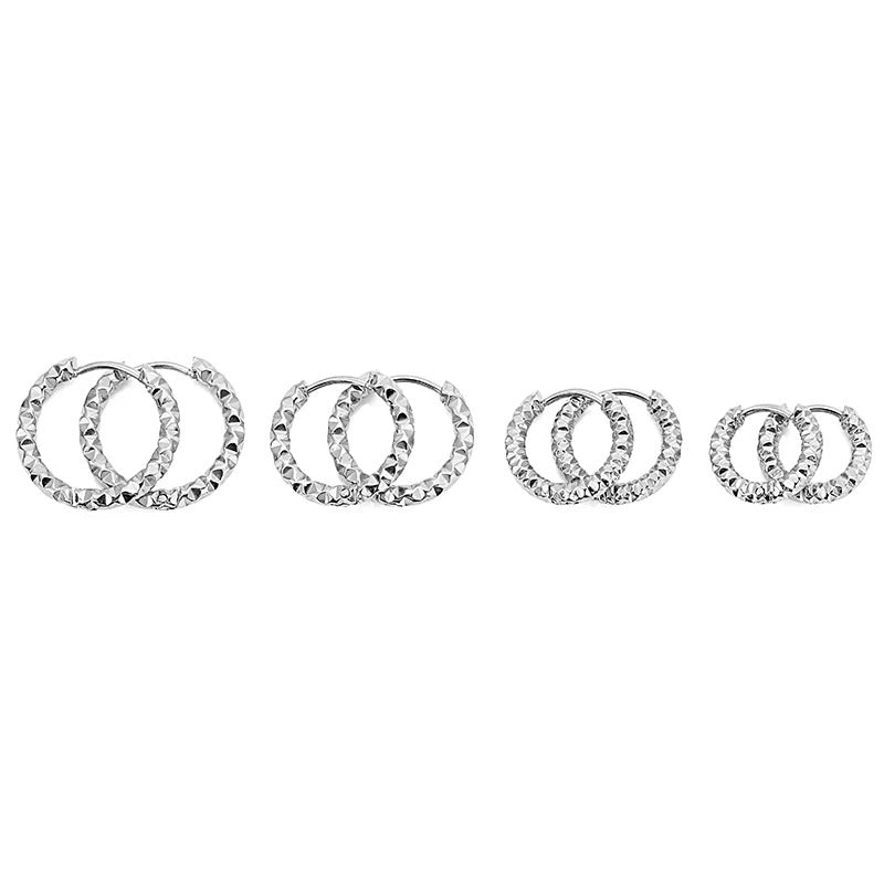 Round Embossed Hoop Earrings Stainless Steel Women’s Jewelry