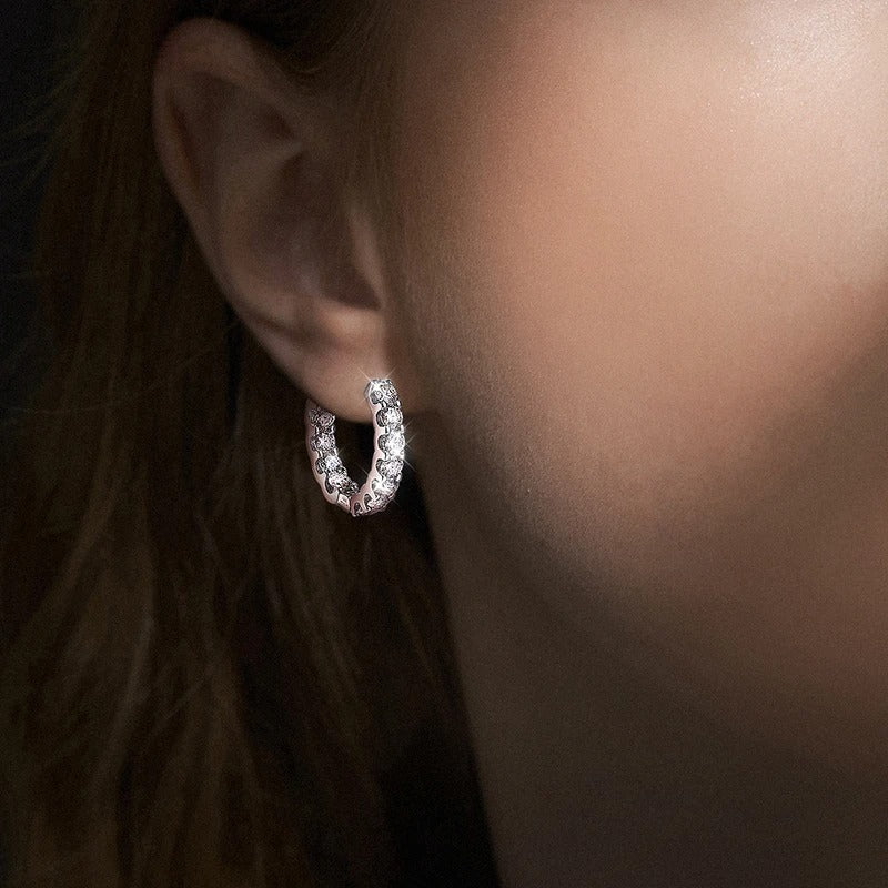 2.6ct Moissanite Hoop Earrings D Color 925 Sterling Silver White Gold