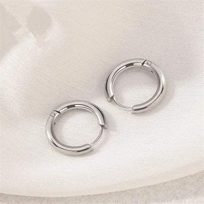 5pcs Set – Stainless Steel Circle Hoop Earrings for Women & Girls | Black, Gold, Silver Color
