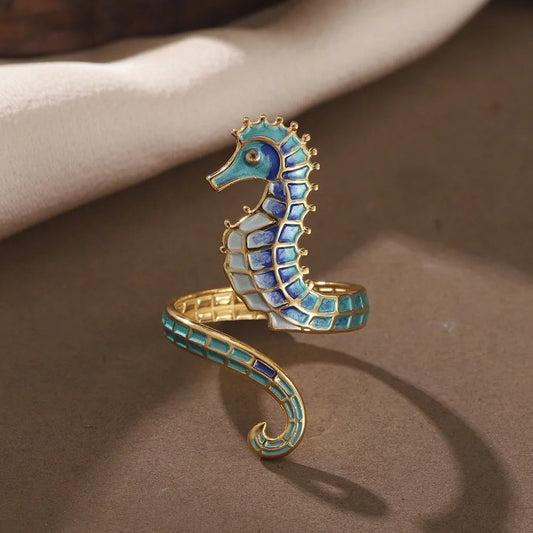 Sea Star Seahorse Ring Stainless Steel Casual Simple Elegant Ring Fashion Women's Party Jewelry Gift 205 New Edition