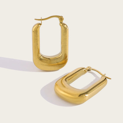 18K Gold Plated Geometric Hoop Earrings for Women