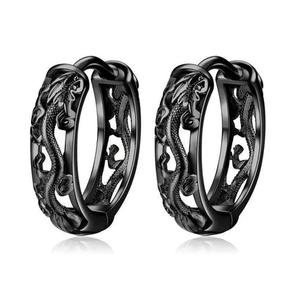 Dragon Carved Ear Buckle Earrings Punk Street Fashion Men Women