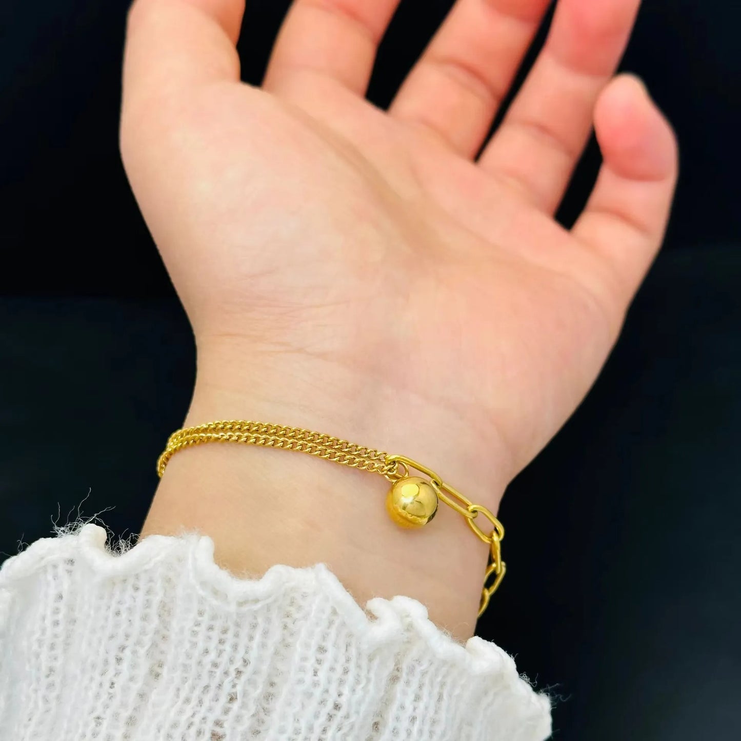 Stainless Steel Bead Necklace Women’s Titanium Chain Jewelry