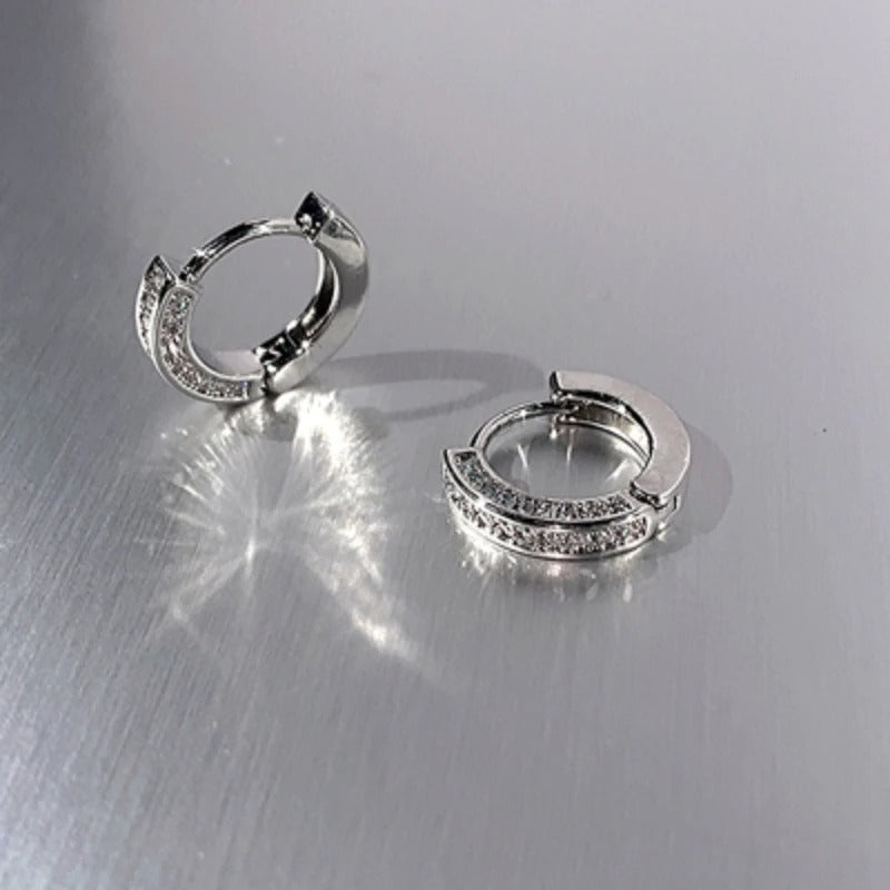 Trendy Stainless Steel Hoop Earrings Women Crystal Punk Jewelry