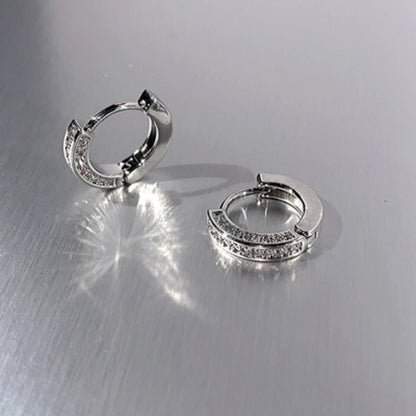 Trendy Stainless Steel Hoop Earrings Women Crystal Punk Jewelry