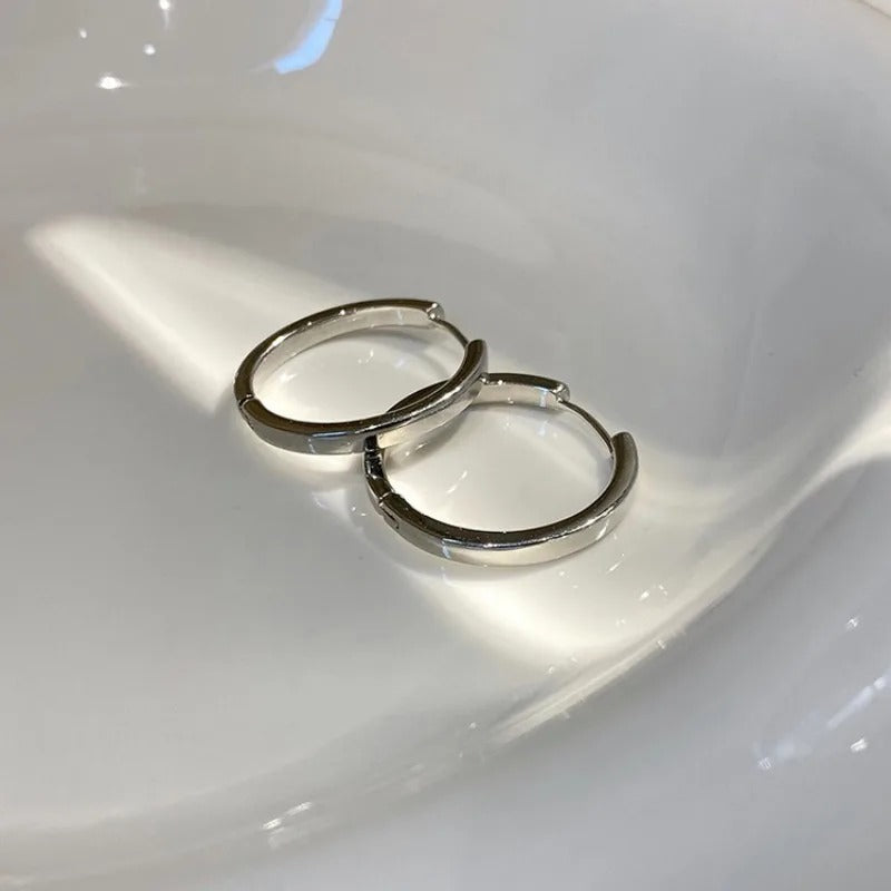 Classic Simple Round Hoop Earrings Women Circle Shiny Jewelry
