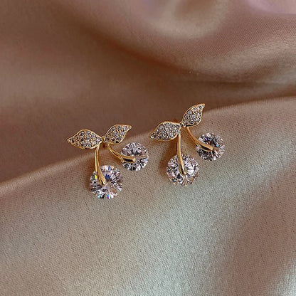 Pink Opal Cherry Drop Earrings with Zircon for Women