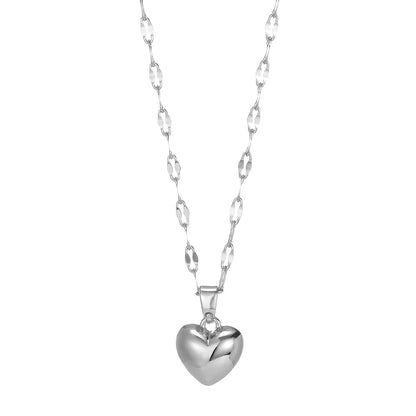 Stainless Steel Love Heart Necklace For Women 2025 New Trendy Lip Chain Simple Luxury Love Pendant Necklace Jewelry Gift