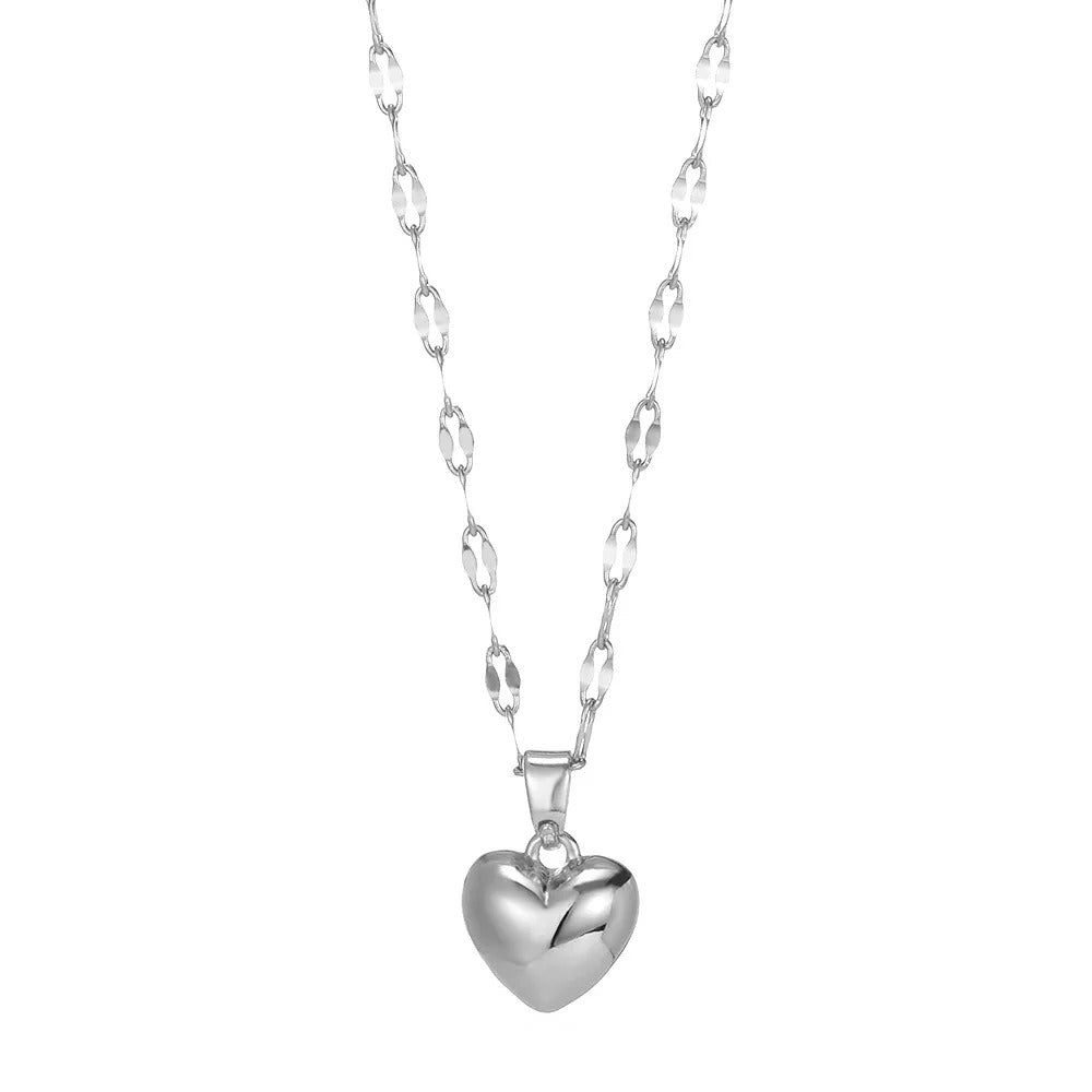 Stainless Steel Love Heart Necklace For Women 2025 New Trendy Lip Chain Simple Luxury Love Pendant Necklace Jewelry Gift