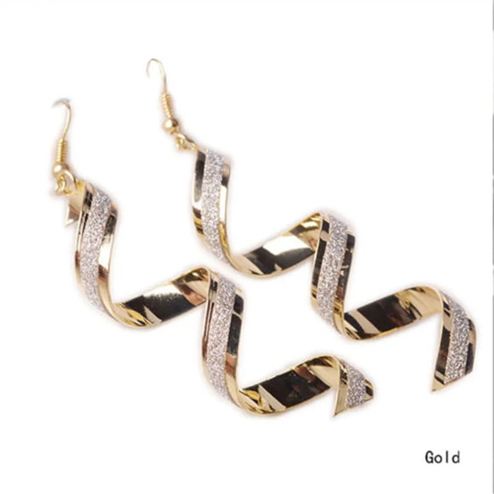 1pair Women Twist Spiral Dangle Charm Fall Earrings Jewelry Stainless Steel Long Peculiar Earrings 2025 Daily Trending Jewelry