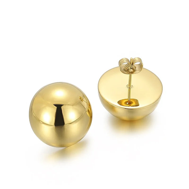 Elegant Stainless Steel Earrings for Women Round Hollow Polished Women's Ear Stud Simple French Party Wedding Jewelry