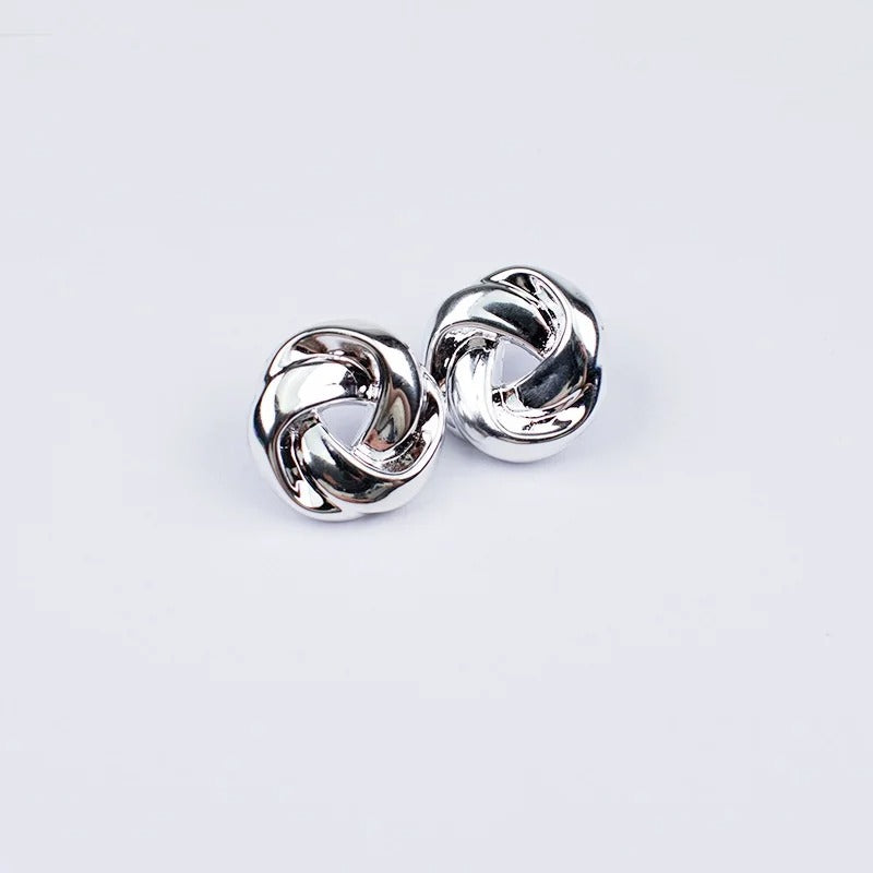 Twisted  Golden Stud Earrings for Women Simple Versatile Personality Exaggerated Smooth Creative Jewelry Girl Gift