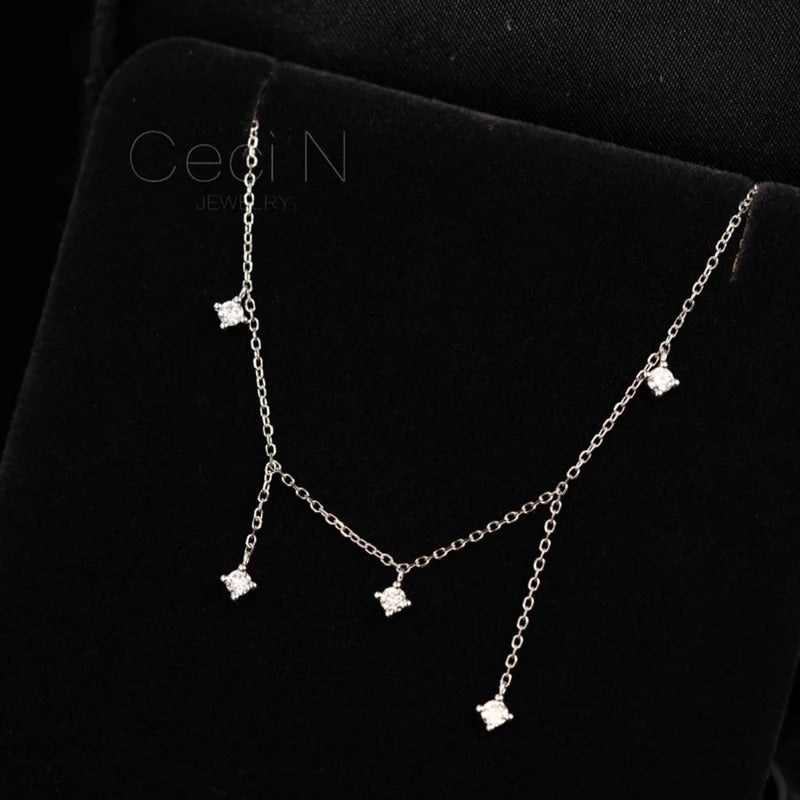 925 Sterling Silver Zircon Star Charms Necklace For Women Choker Elegant Luxury 18k Gold Plated O-Chain Necklace Wedding Jewelry