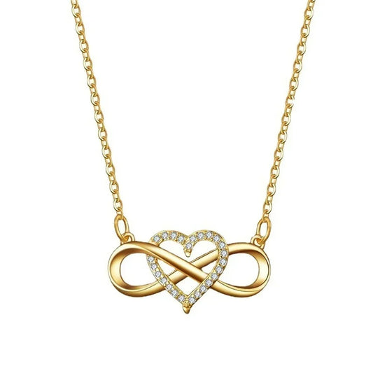 Romantic Fashion Silver Gold Color Infinity Forever Love Necklace Lucky Heart Pendant Necklace for Women Gift