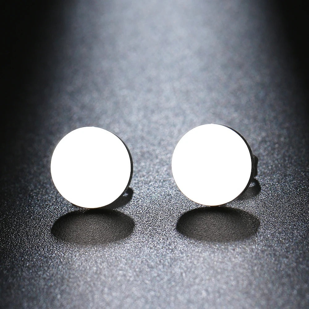 Minimalist Round Stud Earrings Classic Stainless Steel Women