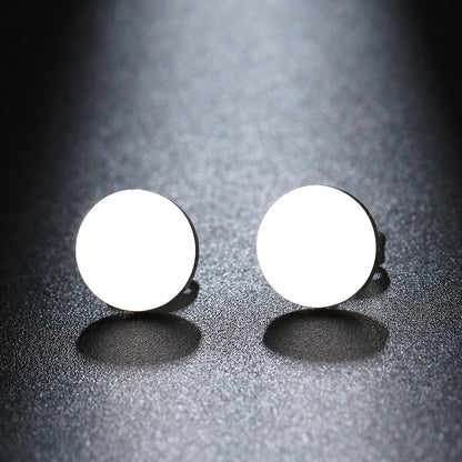 Minimalist Round Stud Earrings Classic Stainless Steel Women