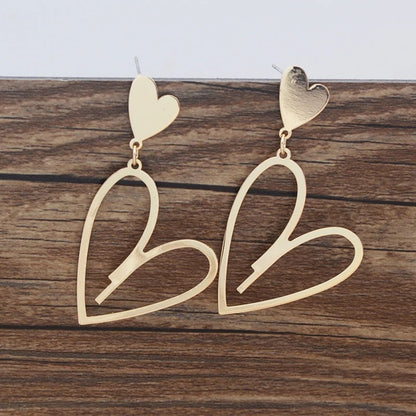 2025 New Trendy Heart Pendants Women's Hanging Earrings Double-layers Love Heart Dangle Earrings Lovely Ear Jewelry