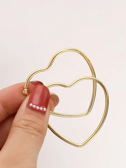 Golden Silver Heart Hoop Earrings for Women Minimalist Love Dangle Jewelry
