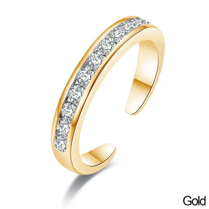 Simple Alloy Crystal Foot Ring Adjustable Opening Toe Ring for Women Girl Summer Beach Vacation Jewelry Finger Ring