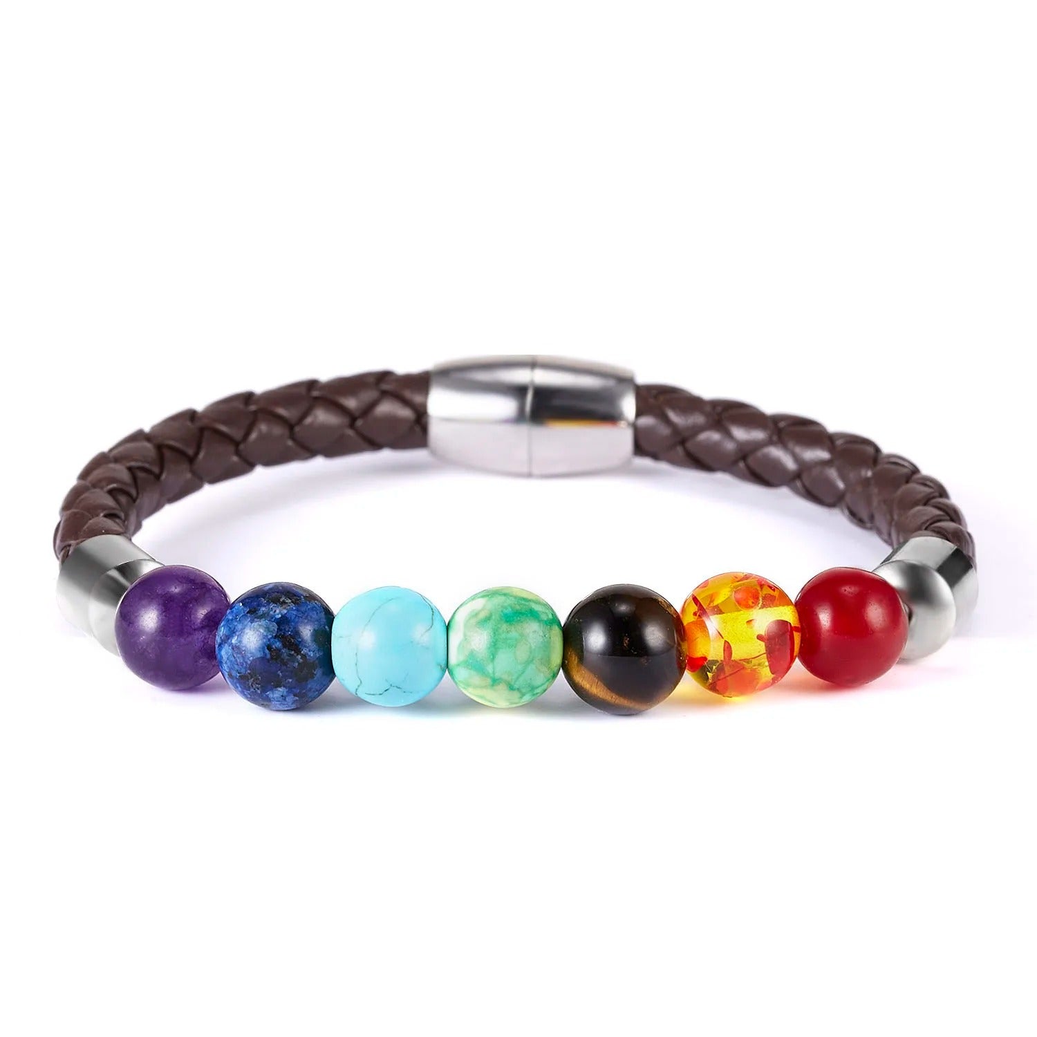 7 Chakra Stone Bracelets for Women Men Buddha Bless Healing Balance Beads Reiki Buddha Prayer Leather Rope Bracelet Jewelry Gift