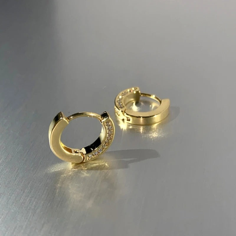 Fashion Stainless Steel  Small Hoop Earrings For Women Punk Crystal Zirconia Cartilage Earrings Ear Buckle Jewelry
