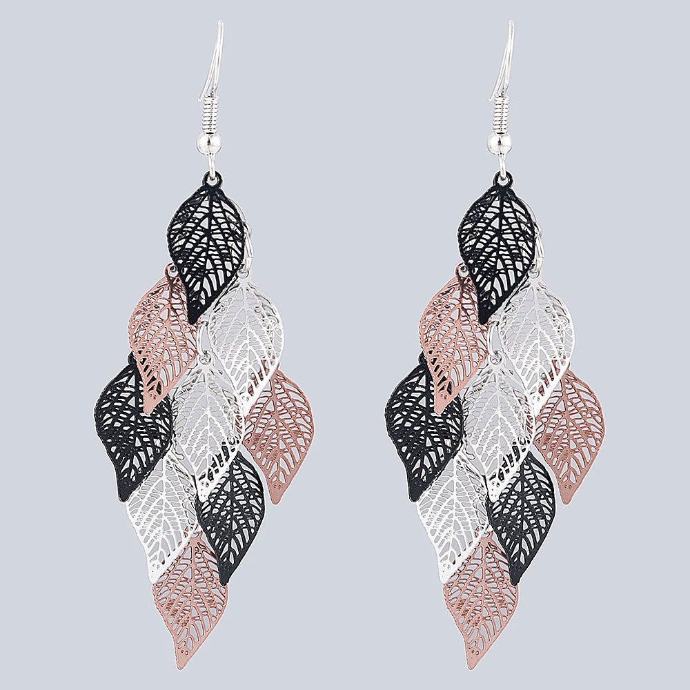 Small Nine Leaf Drop Earrings Ethnic Style Women Dangle Jewelry