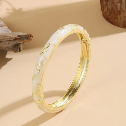FTCY Vintage Bracelet For Women Small Flower Ethnic Style Cloisonne Bangles Women's Elegant Jewelry Gifts