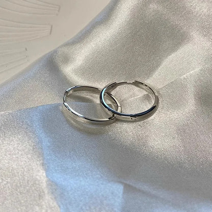 S925 Sterling Silver Circle Hoop Earrings Crystal Geometric Women