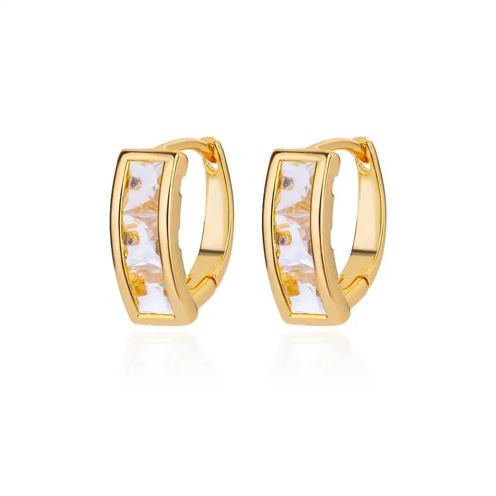 Trending Blue Zircon Oval Hoop Earrings Women Wedding Party Gift