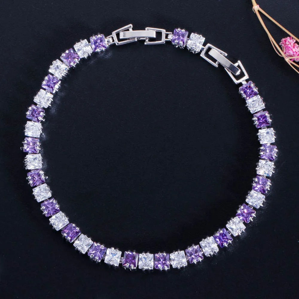 ThreeGraces CZ Crystal Paved Tennis Bracelet for Women