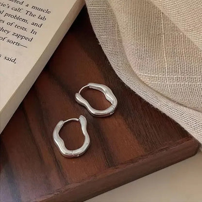 Irregular Geometric Metallic Hoop Earrings – Gold & Silver Color Fashion Jewelry for Women