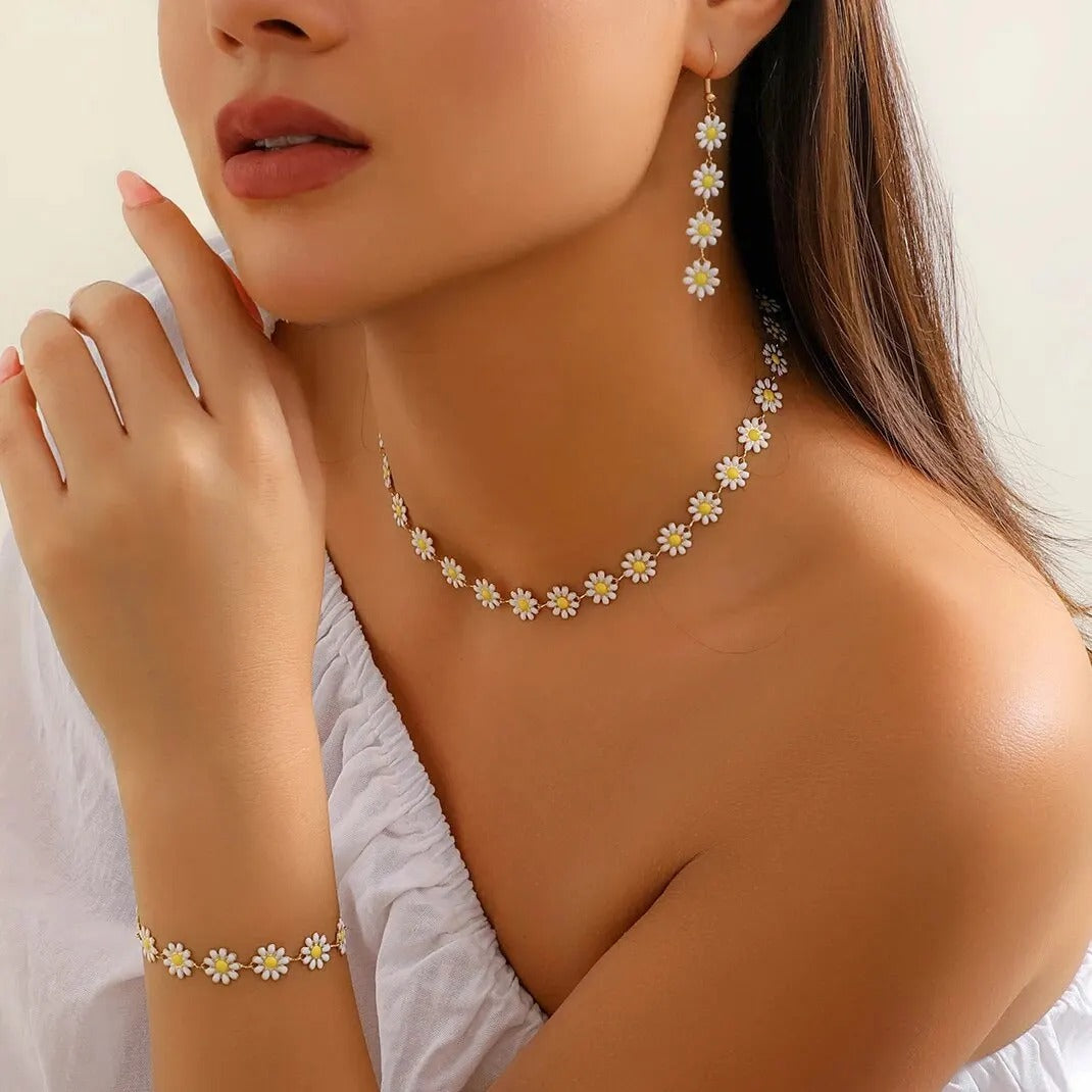 Women’s Sweet Flower Jewelry Set Summer Aesthetic Accessories