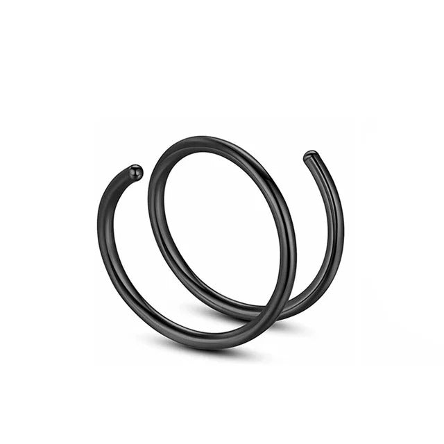 1pcs Stainless Steel Double Nose Ring Spiral Nose Septum Piercing for Women Nostril Jewelry