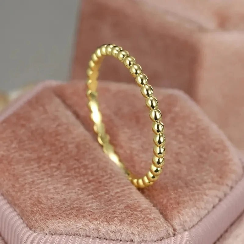 Minimalist Rings for Women Beads Band Design Exquisite Finger-rings Everyday Female Accessory Statement Jewelry