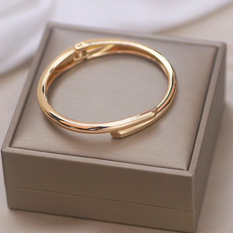 Gold Geometric Open Bangle Punk Cuff Bracelet for Women
