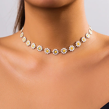 Women’s Flower Chain Choker K-pop Summer Statement Jewelry
