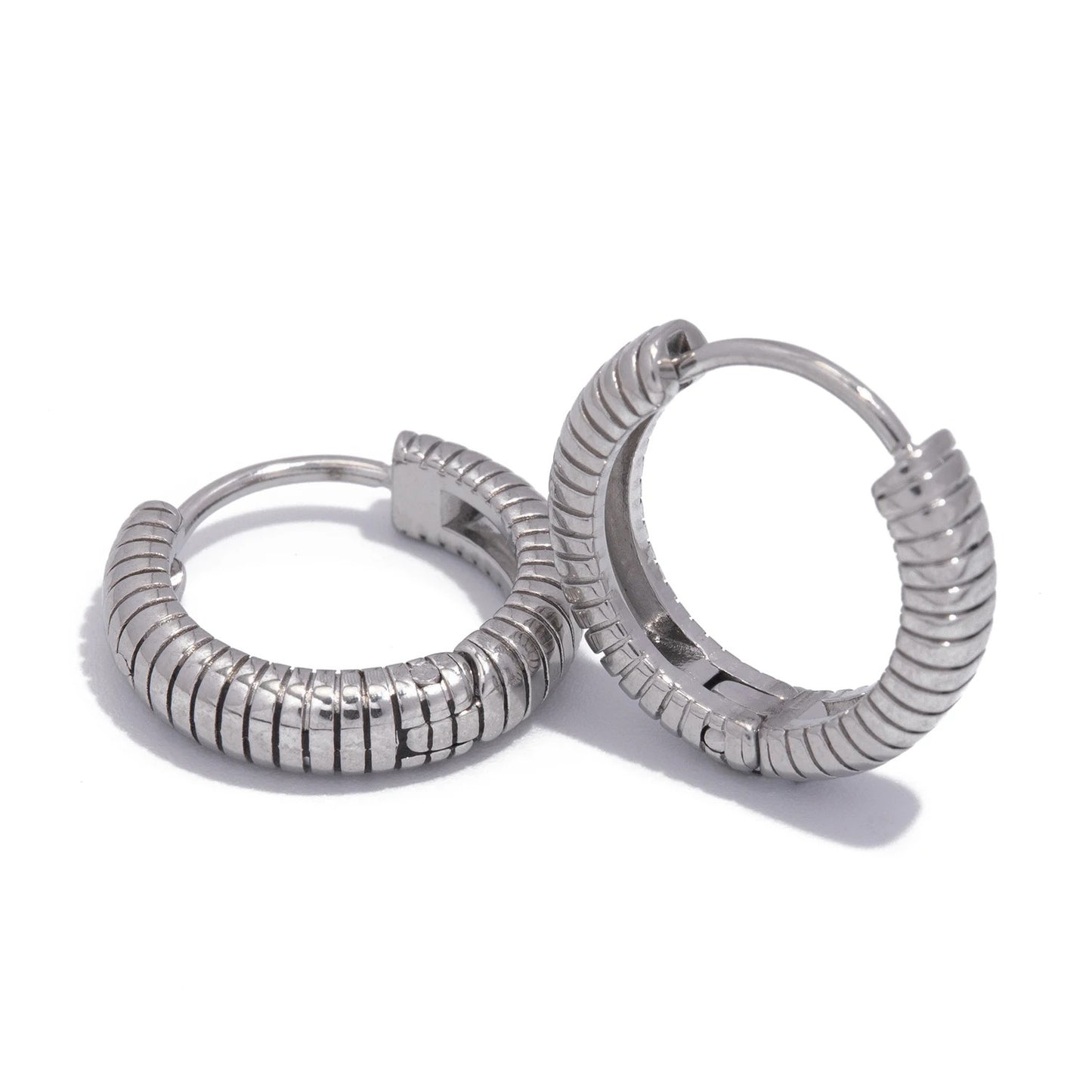 Gold Plated Stainless Steel Hoop Earrings Unisex Minimalist Jewelry