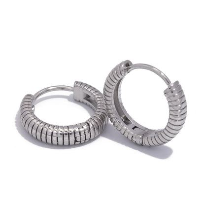 Gold Plated Stainless Steel Hoop Earrings Unisex Minimalist Jewelry