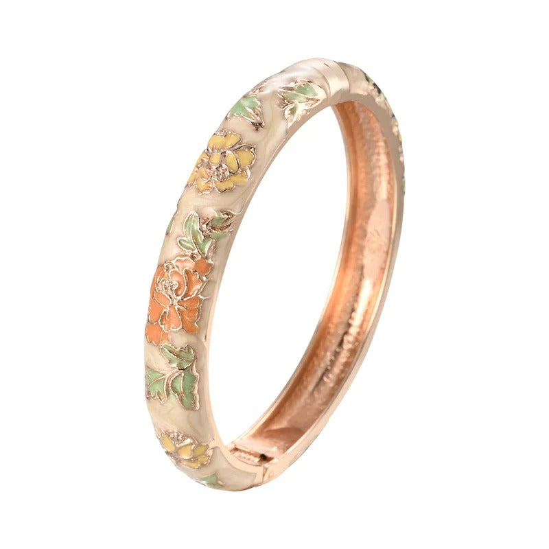 Women’s Enameled Flower Bracelet African Indian Chinese Jewelry