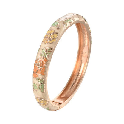 Women’s Enameled Flower Bracelet African Indian Chinese Jewelry