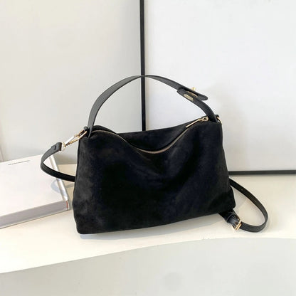 Autumn Winter Boston Tote Bag Women Soft Suede Leather