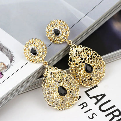 Gold Color Morocco Earring For Women Arabic Bride Wedding Jewelry Crystal Drop Earring