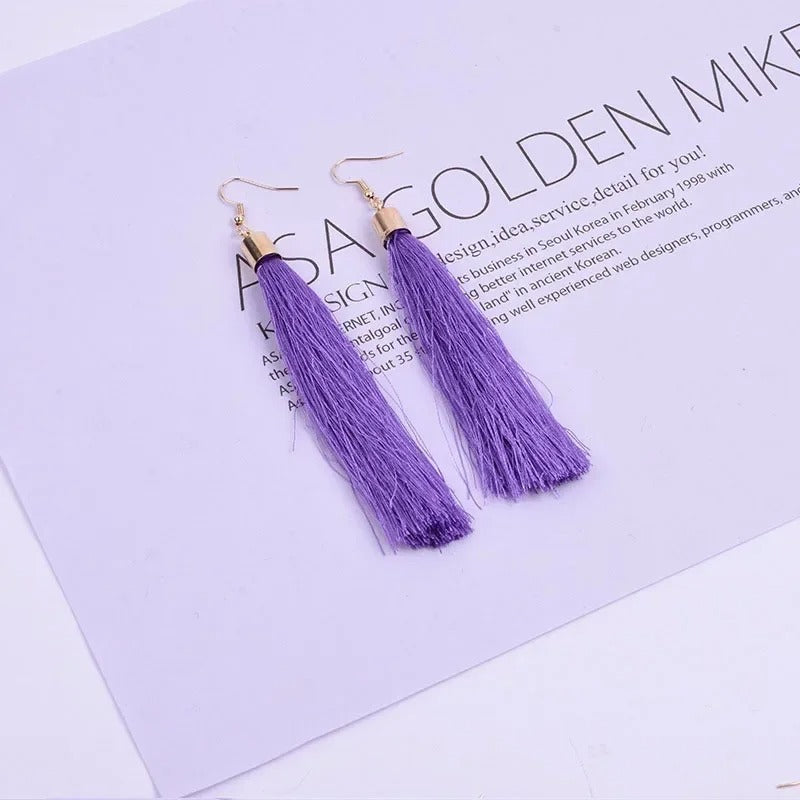 2025 New Fashion Vintage Tassel Earrings Women Brand Jewelry Geometric Gold Color Simple Dangle Drop